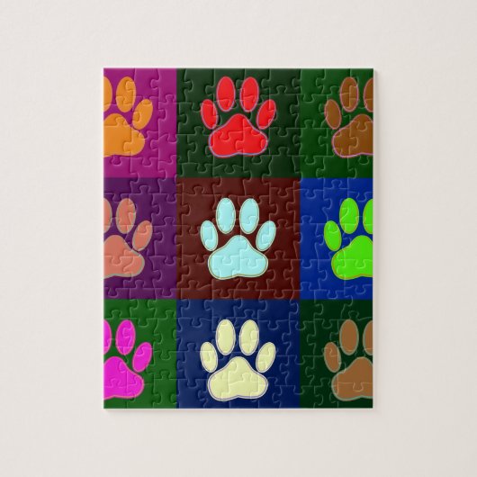Multicolored Dog Paw Print Pattern Legpuzzel (Verticaal)