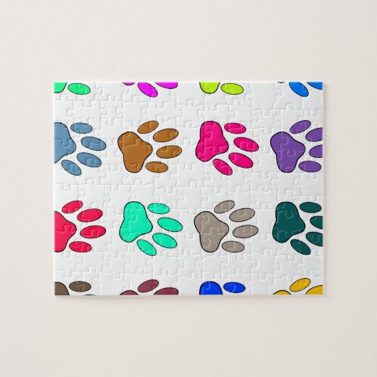 Multicolored Dog Paw Print Pattern Legpuzzel (Horizontaal)