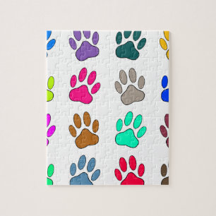 Multicolored Dog Paw Print Pattern Legpuzzel