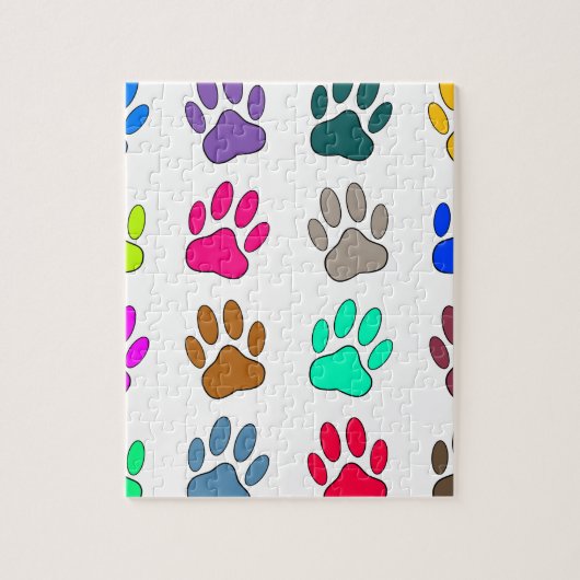 Multicolored Dog Paw Print Pattern Legpuzzel (Verticaal)