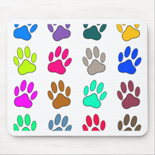 Multicolored Dog Paw Print Pattern Muismat