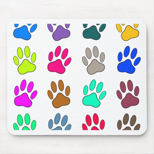 Multicolored Dog Paw Print Pattern Muismat (Voorkant)