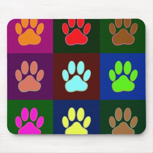Multicolored Dog Paw Print Pattern Muismat (Voorkant)