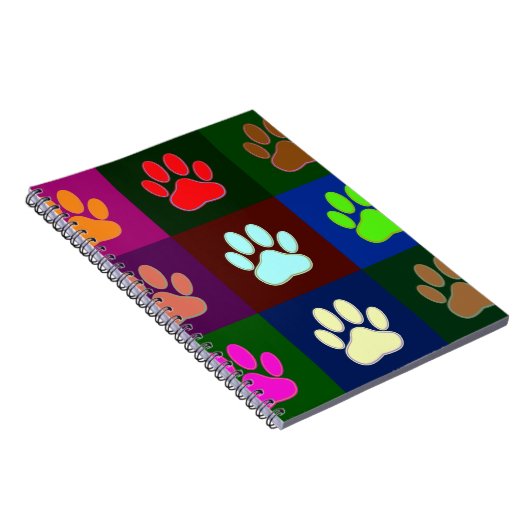 Multicolored Dog Paw Print Pattern Notitieboek (Rechterzijde)