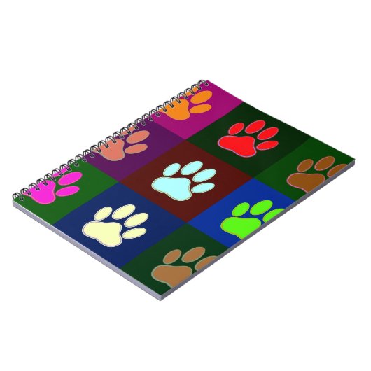 Multicolored Dog Paw Print Pattern Notitieboek (Linkerzijde)