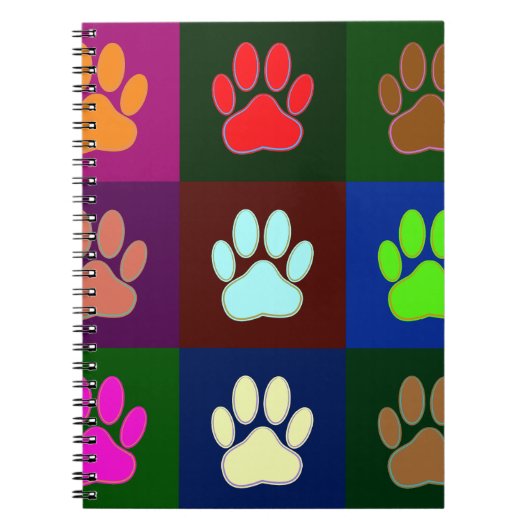 Multicolored Dog Paw Print Pattern Notitieboek (Voorkant)