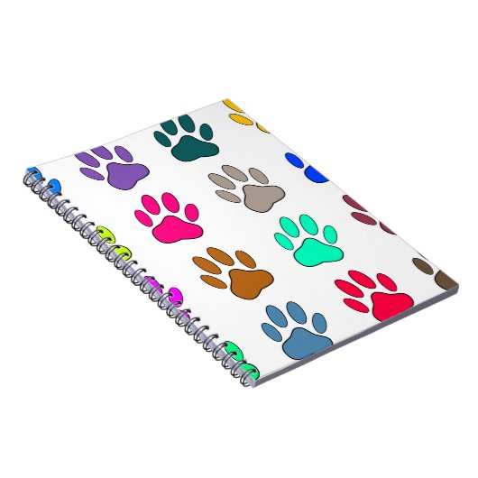 Multicolored Dog Paw Print Pattern Notitieboek (Rechterzijde)