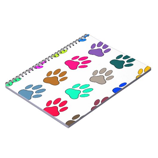Multicolored Dog Paw Print Pattern Notitieboek (Linkerzijde)