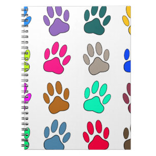 Multicolored Dog Paw Print Pattern Notitieboek