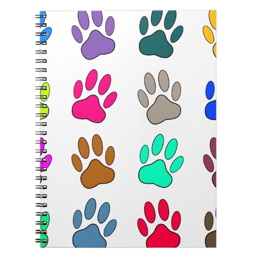 Multicolored Dog Paw Print Pattern Notitieboek (Voorkant)