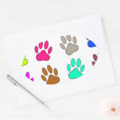 Multicolored Dog Paw Print Pattern Ovale Sticker (Envelop)