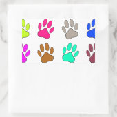 Multicolored Dog Paw Print Pattern Rechthoekige Sticker (Tas)