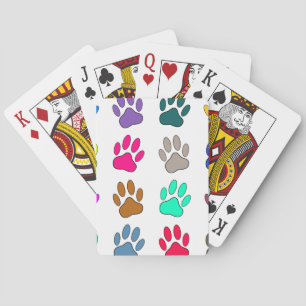 Multicolored Dog Paw Print Pattern Speelkaarten