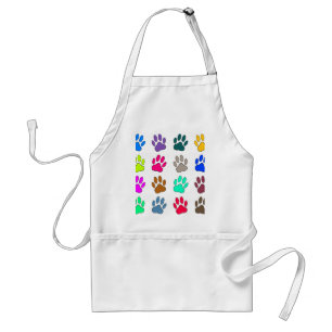 Multicolored Dog Paw Print Pattern Standaard Schort