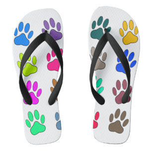 Multicolored Dog Paw Print Pattern Teenslippers