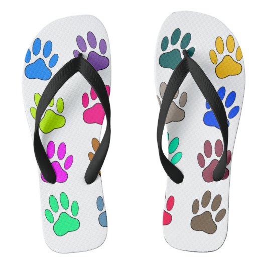 Multicolored Dog Paw Print Pattern Teenslippers (Voetbed)
