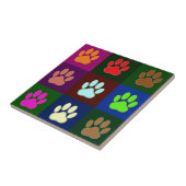 Multicolored Dog Paw Print Pattern Tegeltje (Zijkant)