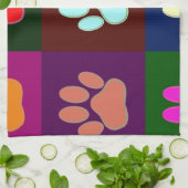 Multicolored Dog Paw Print Pattern Theedoek (Gevouwen)