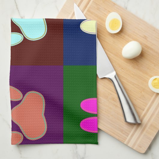Multicolored Dog Paw Print Pattern Theedoek (Quarter Fold)