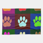 Multicolored Dog Paw Print Pattern Theedoek (Horizontaal)