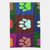 Multicolored Dog Paw Print Pattern Theedoek (Verticaal)