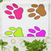 Multicolored Dog Paw Print Pattern Theedoek (Gevouwen)