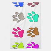 Multicolored Dog Paw Print Pattern Theedoek (Verticaal)