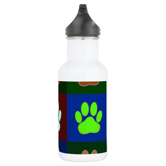 Multicolored Dog Paw Print Pattern Waterfles (Rechts)