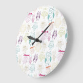 Multicolored Doodle Owls Grote Klok (Hoek)