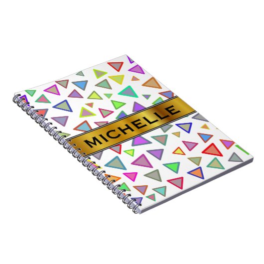 Multicolored driehoekspatroon + aangepaste naam notitieboek (Rechterzijde)