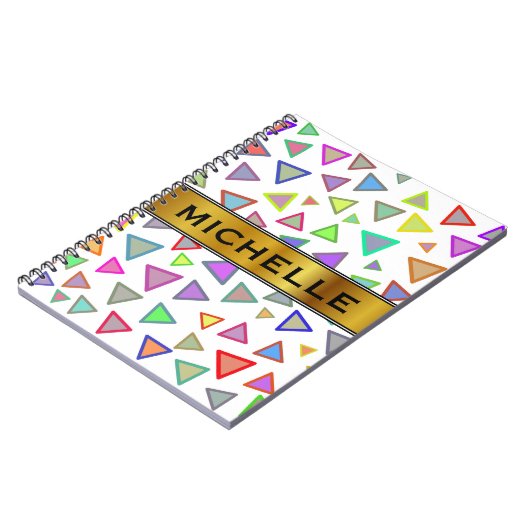 Multicolored driehoekspatroon + aangepaste naam notitieboek (Linkerzijde)