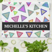 Multicolored driehoekspatroon + aangepaste naam theedoek (Gevouwen)