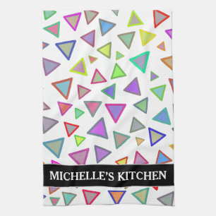 Multicolored driehoekspatroon + aangepaste naam theedoek