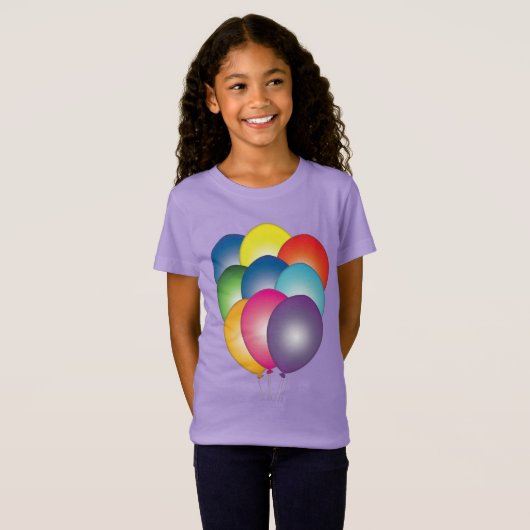 Multicolored drijvende ballonnen Grafische scharen T-shirt (Voorkant volledig)