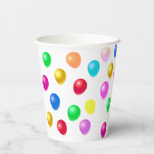 Multicolored Festive-ballonnen op de witte verjaar Papieren Bekers (Achterkant)