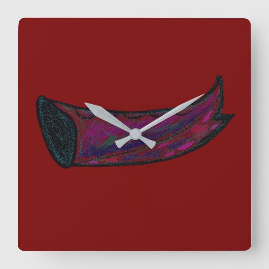 Multicolored Fishtail Square Wall Clock Vierkante Klok (Voorkant)