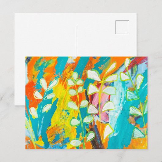 Multicolored Florale Acrylverf Abstract achteraan Briefkaart (Voorkant / Achterkant)