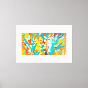 Multicolored Florale Acrylverf Abstract achteraan Canvas Afdruk