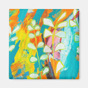 Multicolored Florale Acrylverf Abstract achteraan Magneet