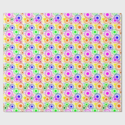 Multicolored Flowers Cadeaupapier (Vlak)