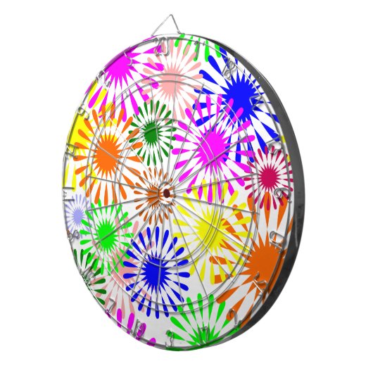 Multicolored Flowers Dartbord (Voorkant Rechts)