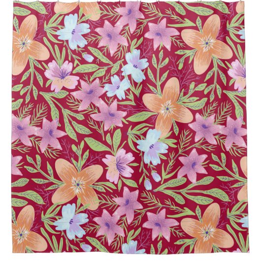 Multicolored Flowers Douchegordijn (Voorkant)