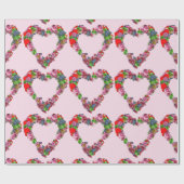  Multicolored Flowers Hart op roze Cadeaupapier (Vlak)