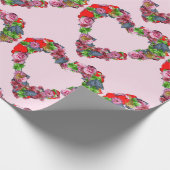  Multicolored Flowers Hart op roze Cadeaupapier (Hoek)