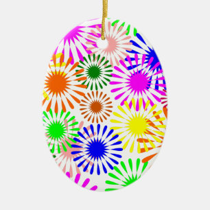 Multicolored Flowers Keramisch Ornament