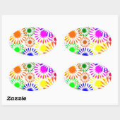 Multicolored Flowers Ovale Sticker (Vel)
