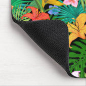 Multicolored Flowers & Palm Leaves op Black Muismat (Hoek)