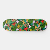 Multicolored Flowers & Palm Leaves op Black Persoonlijk Skateboard (Horizontaal)