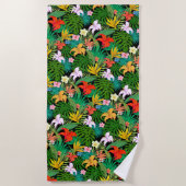 Multicolored Flowers & Palm Leaves op Black Strandlaken (Voorkant)