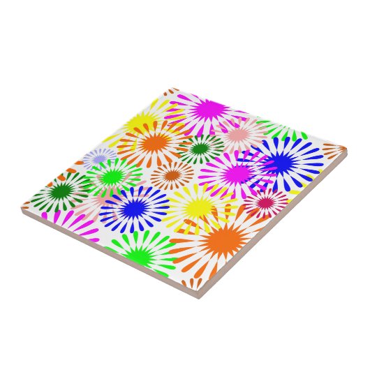 Multicolored Flowers Tegeltje (Zijkant)